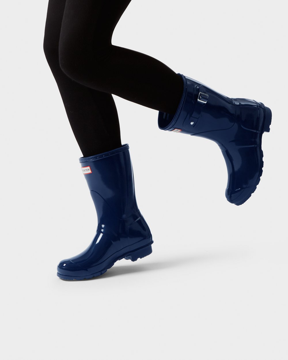 Womens Short Rain Boots - Hunter Original Gloss (08PNVHZEA) - Navy